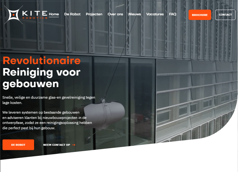 nieuwe website - Kite Robotics. gevelreinigingstechnologie